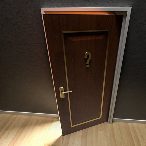 open door with question mark